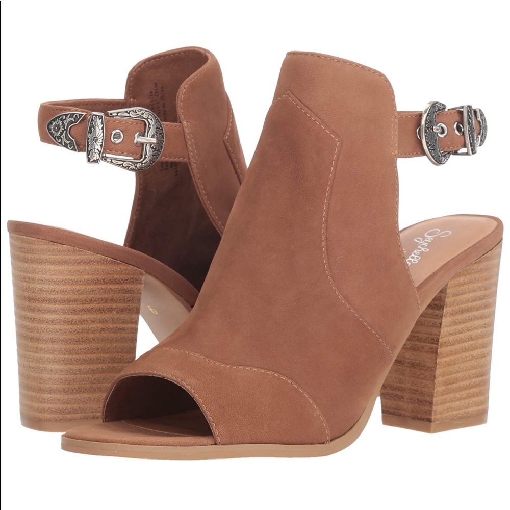 Seychelles ecosystem tan leather backless booties